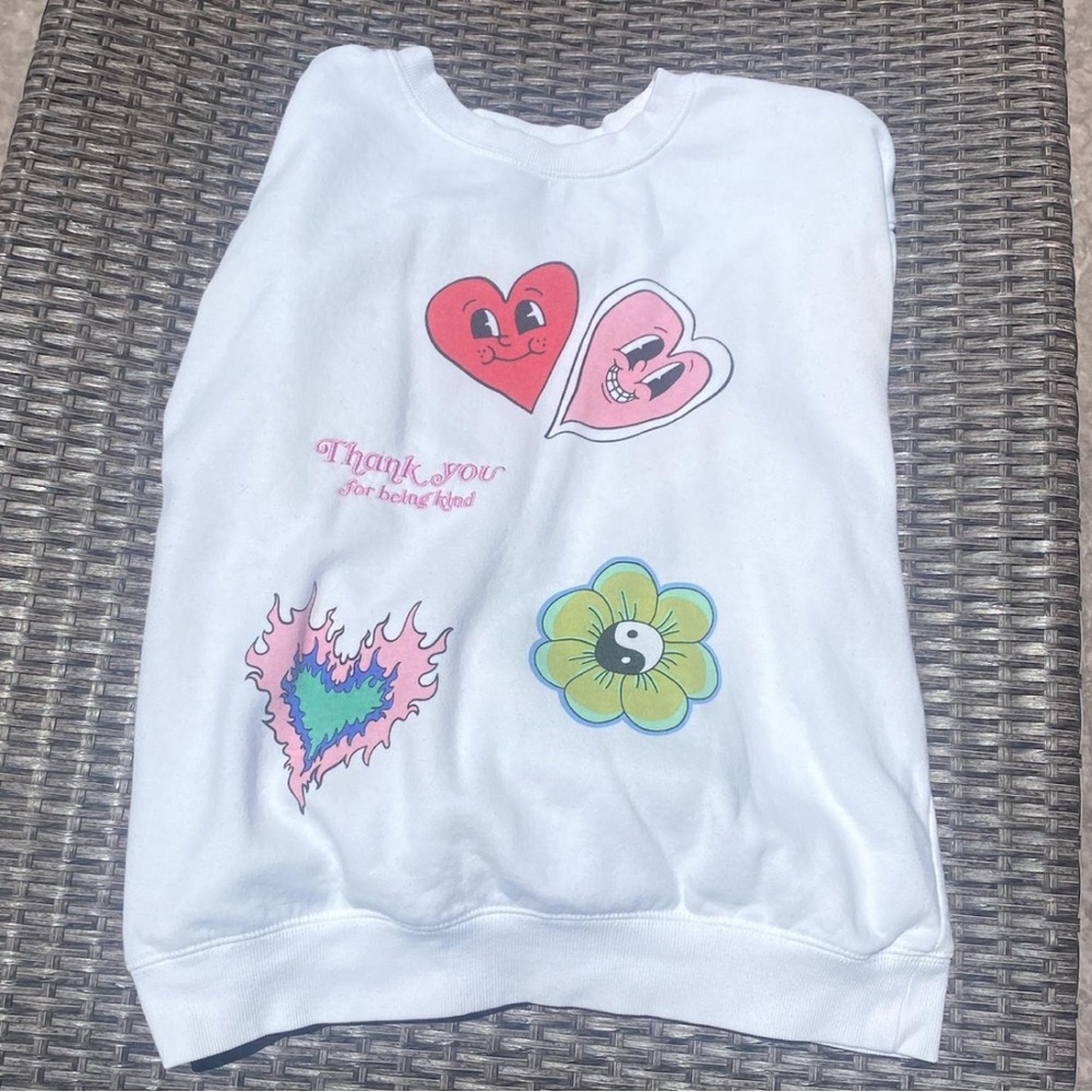 Forever 21 White Sweatshirt with Graphic Design